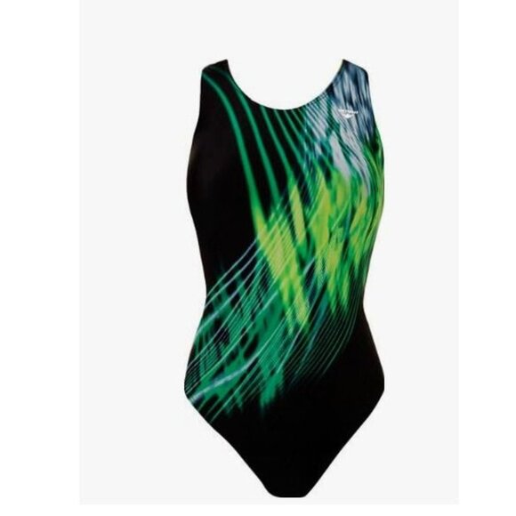 The Finals Girl’s Pipeline Super V-Back Swimsuit, Green/Black, Sz. 20 - Picture 1 of 10